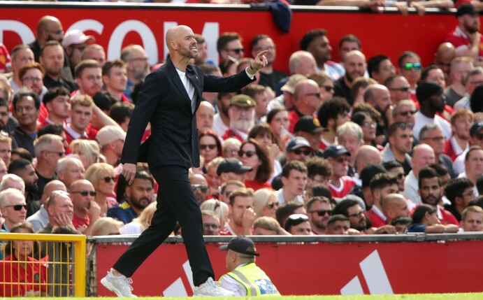 Manchester Uniteds Trainer Erik ten Hag konnte die Niederlage seines Teams nicht verhindern.