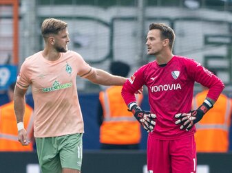 Bremens Niclas Füllkrug (l) glänzte in Bochum mit einem Doppelpack. Bremens Niclas Füllkrug (l) glänzte in Bochum mit einem Doppelpack.