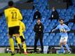 Dortmund's coach Edin Terzic shouts instructions to his players from the touchline during the UEFA Champions League first leg quarter-final football match between Manchester City and Borussia Dortmund