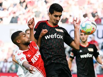 Freut sich auf das Spiel bei Sporting Braga: Diogo Leite von Union Berlin am Ball. Freut sich auf das Spiel bei Sporting Braga: Diogo Leite von Union Berlin am Ball.