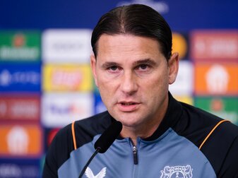 Leverkusens Trainer Gerardo Seoane hofft nach dem Sieg gegen Madrid auf drei Punkte in der Bundesliga. Leverkusens Trainer Gerardo Seoane hofft nach dem Sieg gegen Madrid auf drei Punkte in der Bundesliga.