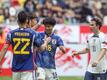 Japan gewinnt 2:0 gegen die USA. Grund zu freuen gibt es für Mitoma Kaoru (M), der das 2:0 schoss.