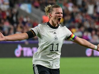 Deutschlands Alexandra Popp beim Torjubel. Deutschlands Alexandra Popp beim Torjubel.