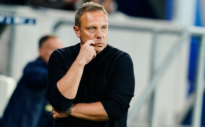 Hoffenheims Trainer Andre Breitenreiter ärgert sich über den Schiedsrichter.