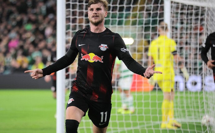 Leipzigs Timo Werner jubelt nach seinem Treffer zum 0:1.