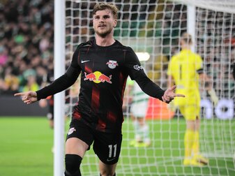 Leipzigs Timo Werner jubelt nach seinem Treffer zum 0:1. Leipzigs Timo Werner jubelt nach seinem Treffer zum 0:1.