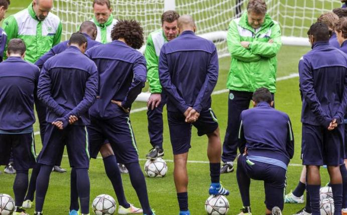 Abschlusstraining der Wolfsburger im Bernabéu. Foto: Emilio Naranjo