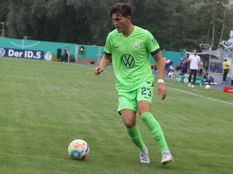 Wolfsburgs Jonas Wind in Aktion. Wolfsburgs Jonas Wind in Aktion.