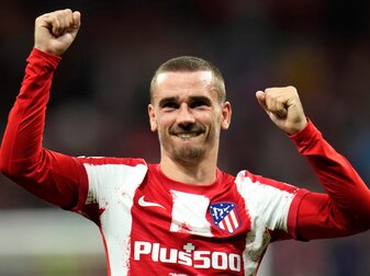 Antoine Griezmann von Atletico Madrid reagiert nach Spiel. Antoine Griezmann von Atletico Madrid reagiert nach Spiel.