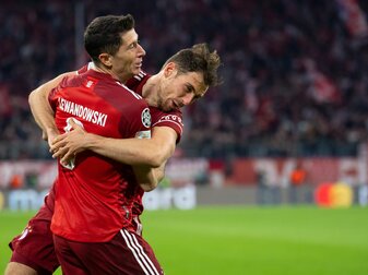 Früher waren Robert Lewandowski und Leon Goretzka Mitspieler, am Mittwoch sind sie in der Champions League Gegner. Früher waren Robert Lewandowski und Leon Goretzka Mitspieler, am Mittwoch sind sie in der Champions League Gegner.