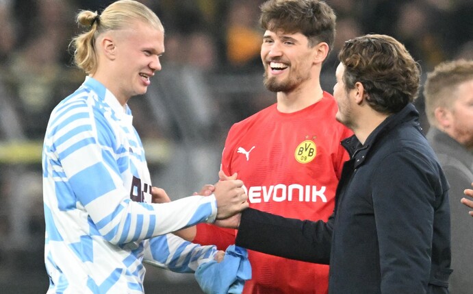 Hatte es nach dem Spiel an alter Wirkungsstätte nicht eilig: ManCity-Star  Erling Haaland (l).