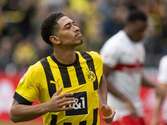 Wird immer cooler am Ball und sehr überlegen im Spiel: Dortmunds Jude Bellingham. Wird immer cooler am Ball und sehr überlegen im Spiel: Dortmunds Jude Bellingham.