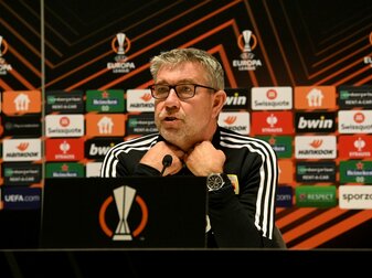 Union-Trainer Urs Fischer bei der Abschluss-Pressekonferenz. Union-Trainer Urs Fischer bei der Abschluss-Pressekonferenz.