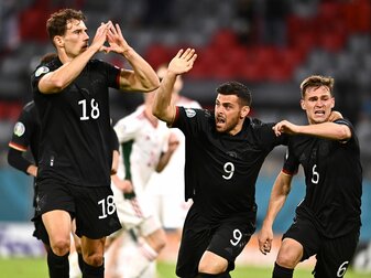 Kevin Volland (M) 2021 für die deutsche Nationalmannschaft in Aktion. Kevin Volland (M) 2021 für die deutsche Nationalmannschaft in Aktion.