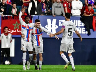Barcelonas Pedri (M) jubelt nach dem Tor zum zwischenzeitlichen 1:1-Ausgleich. Barcelonas Pedri (M) jubelt nach dem Tor zum zwischenzeitlichen 1:1-Ausgleich.