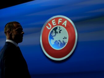 Logo der Europäischen Fußball-Union UEFA. Logo der Europäischen Fußball-Union UEFA.