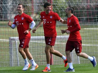 Die Bayern bereiten sich auf das Halbfinal-Hinspiel in der Champions League vor. Foto: Peter Kneffel Die Bayern bereiten sich auf das Halbfinal-Hinspiel in der Champions League vor. Foto: Peter Kneffel