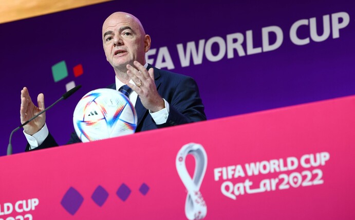 FIFA-Präsident Gianni Infantino bei der Pressekonferenz.