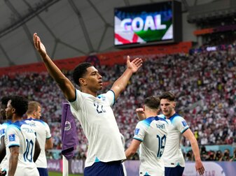 Englands Jude Bellingham traf beim Auftakt-Sieg gegen den Iran. Englands Jude Bellingham traf beim Auftakt-Sieg gegen den Iran.