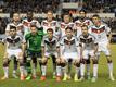 Shkodran Mustafi (hinten, l-r), Antonio Rüdiger, Benedikt Höwedes, Toni Kroos, Sami Khedira, Thomas Müller, Kevin Volland (vorne, l-r), Ron-Robert Zieler, Erik Durm, Sebastian Rudy und Mario Götze