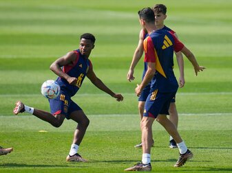 Einer von Spaniens Hochtalentierten: Ansu Fati (l). Einer von Spaniens Hochtalentierten: Ansu Fati (l).