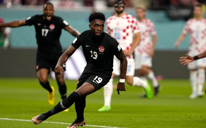 Kanadas Alphonso Davies nach seinem Tor zum 0:1 gegen Kroatien.