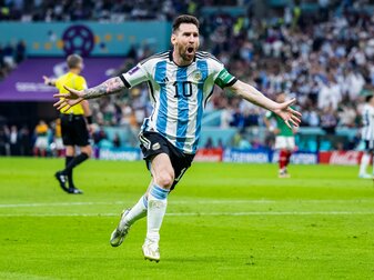 Argentiniens Lionel Messi jubelt nach einem Tor. Argentiniens Lionel Messi jubelt nach einem Tor.