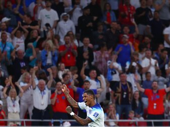 Bei England vorrangig als Joker eingesetzt: Marcus Rashford feiert ein Tor. Bei England vorrangig als Joker eingesetzt: Marcus Rashford feiert ein Tor.
