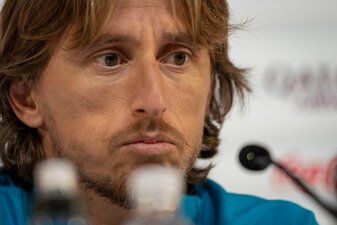 Kroatiens Luka Modric bei einer Pressekonferenz in Doha.
