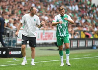 Werders Trainer Ole Werner (l) und Stürmer Niclas Füllkrug. Werders Trainer Ole Werner (l) und Stürmer Niclas Füllkrug.