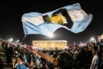 Ein Blick auf das Lusail Stadion vor dem Spiel. Ein Blick auf das Lusail Stadion vor dem Spiel.