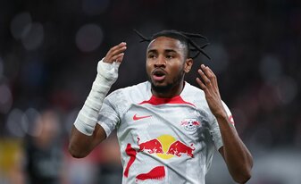 Kuriert eine Knieverletzung aus: Leipzigs Christopher Nkunku. Kuriert eine Knieverletzung aus: Leipzigs Christopher Nkunku.