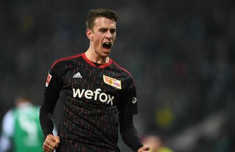 Unions Janik Haberer bejubelt sein Tor zum zwischenzeitlichen 1:1. Unions Janik Haberer bejubelt sein Tor zum zwischenzeitlichen 1:1.