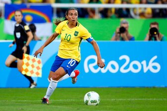 Gab ihr Comenback bei Brasiliens Fußballfrauen: Marta. Gab ihr Comenback bei Brasiliens Fußballfrauen: Marta.