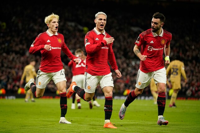 Spiel gedreht: Uniteds Antony (M) jubelt, nachdem er für die 2:1-Führung gesorgt hat.