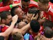 Wales feiert den Torschützen Bale (Quelle: SID-IMAGES)
<br>© 2016 SID