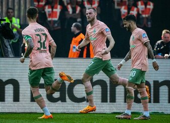 Glänzte zuletzt mit einem Dreierpack gegen Hertha: Bremens Marvin Duksch (M). Glänzte zuletzt mit einem Dreierpack gegen Hertha: Bremens Marvin Duksch (M).