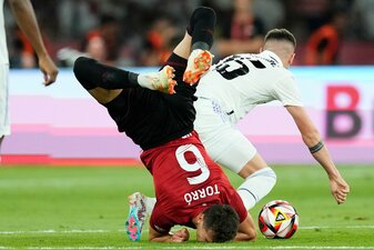 Lucas Torro (l) qualifizierte sich mit CA Osasuna für die Conference League. Lucas Torro (l) qualifizierte sich mit CA Osasuna für die Conference League.