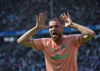 Bremens Marvin Ducksch jubelt nach seinem Treffer. Bremens Marvin Ducksch jubelt nach seinem Treffer.
