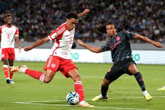 Hat ein hohes Standing bei Bayern-Coach Thomas Tuchel: Jamal Musiala (am Ball). Hat ein hohes Standing bei Bayern-Coach Thomas Tuchel: Jamal Musiala (am Ball).