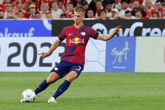 Leipziger Matchwinner beim Supercup in München: Dani Olmo. Leipziger Matchwinner beim Supercup in München: Dani Olmo.