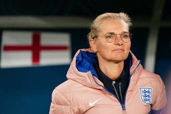 Will mit Englands Fußballerinnen ins WM-Finale: Trainerin Sarina Wiegman. Will mit Englands Fußballerinnen ins WM-Finale: Trainerin Sarina Wiegman.