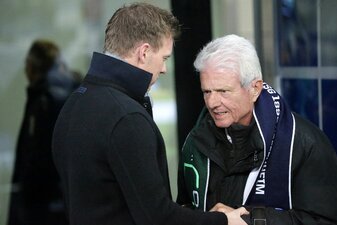 Dietmar Hopp (r) hält große Stücke auf Bundestrainer Julian Nagelsmann. Dietmar Hopp (r) hält große Stücke auf Bundestrainer Julian Nagelsmann.