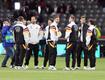 Das DFB-Team bei der Platzbegehung in Berlin.