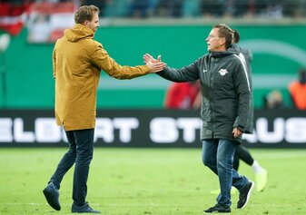Treffen sich in Wien wieder: Bundestrainer Julian Nagelsmann (l) und Österreichs Coach Ralf Rangnick. Treffen sich in Wien wieder: Bundestrainer Julian Nagelsmann (l) und Österreichs Coach Ralf Rangnick.