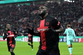 Brachte Leverkusen gegen Paderborn in Führung: Victor Boniface. Brachte Leverkusen gegen Paderborn in Führung: Victor Boniface.