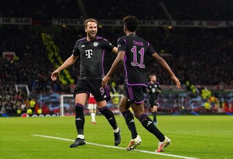 Mit einem Traumpass bereitete Münchens Harry Kane (l) den Treffer von Torschütze Kingsley Coman vor. Mit einem Traumpass bereitete Münchens Harry Kane (l) den Treffer von Torschütze Kingsley Coman vor.