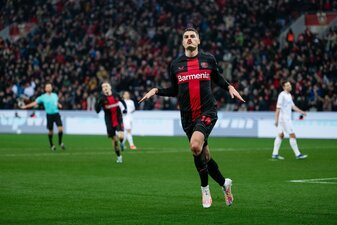 Patrik Schick jubelt nach seinem Treffer zum 2:0. Patrik Schick jubelt nach seinem Treffer zum 2:0.