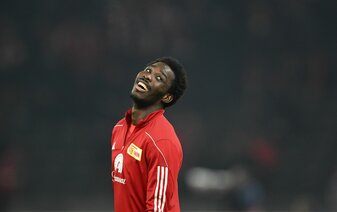 Unions David Datro Fofana vor dem Spiel. Unions David Datro Fofana vor dem Spiel.