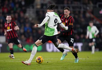 Darwin Núñez traf zur Liverpooler Führung in Bournemouth. Darwin Núñez traf zur Liverpooler Führung in Bournemouth.